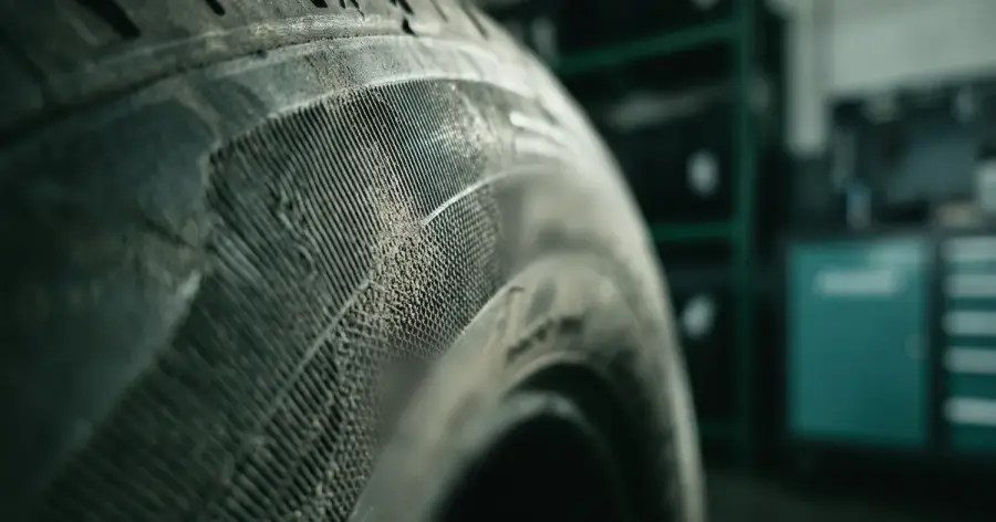 Tyre DOT code and tyre age: macro shot of a tyre sidewall